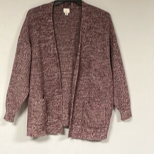 A New Day mauve/rose open front cardigan Sweater with pockets, XL